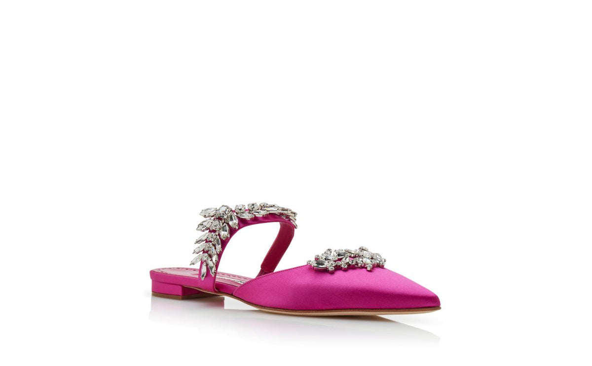 Marielle Shine Purple Crystal Embellished Mules – top view showing purple crystal embellished, satin, Vowalisse