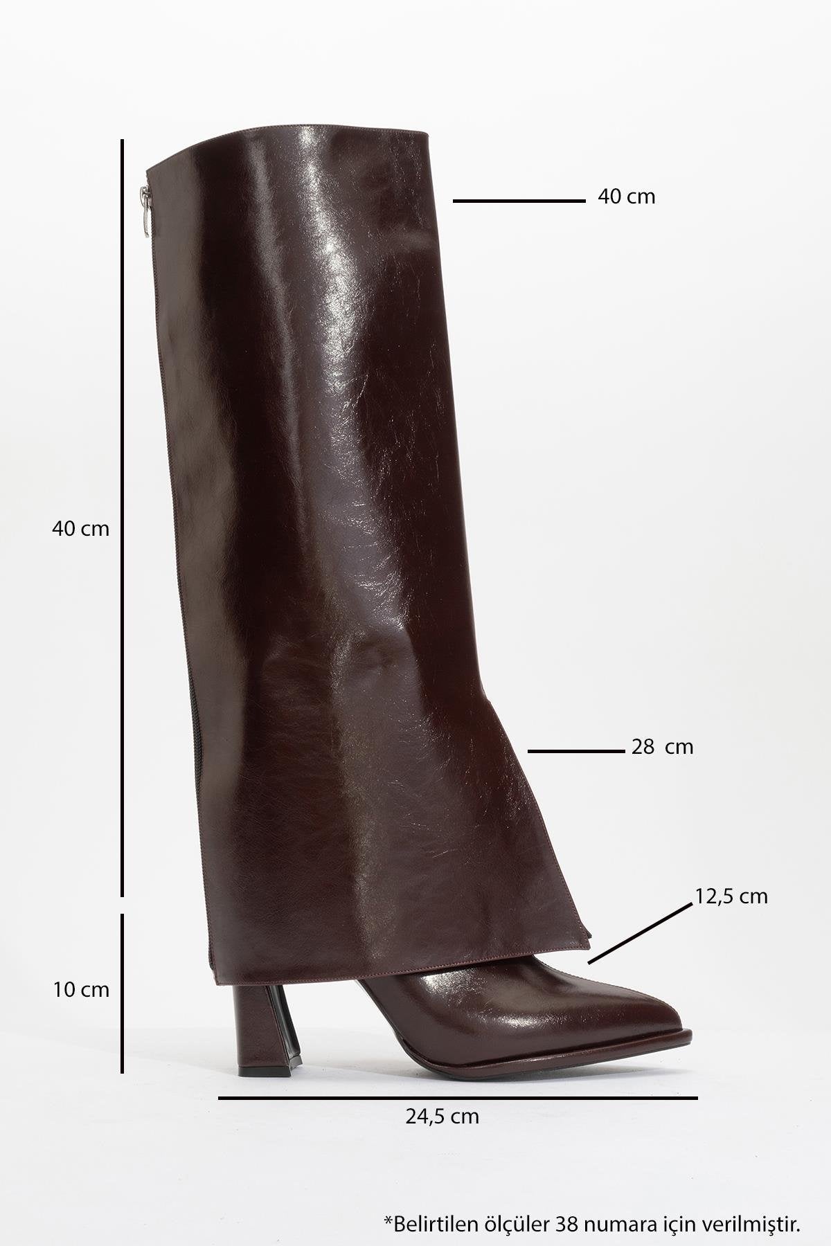 Aja - Burgundy Block Heel Convertible Knee-High Boot – back view showing leather, Vowalisse