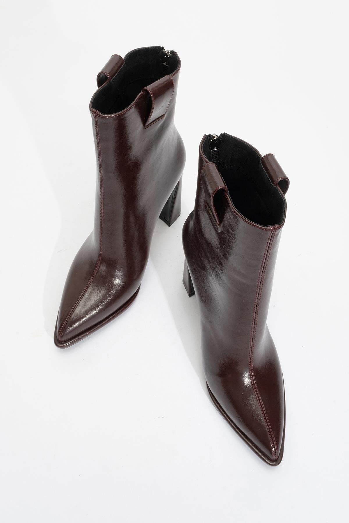 Aja - Burgundy Block Heel Convertible Knee-High Boot – pair view showing leather, Vowalisse