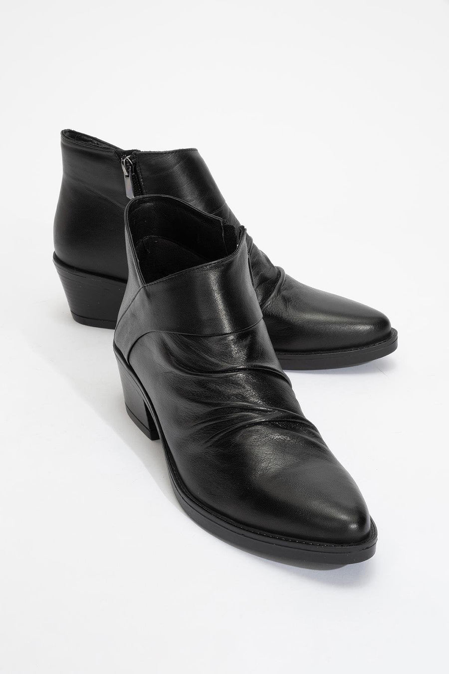 Rule - Black Genuine Leather Block Heel Boot