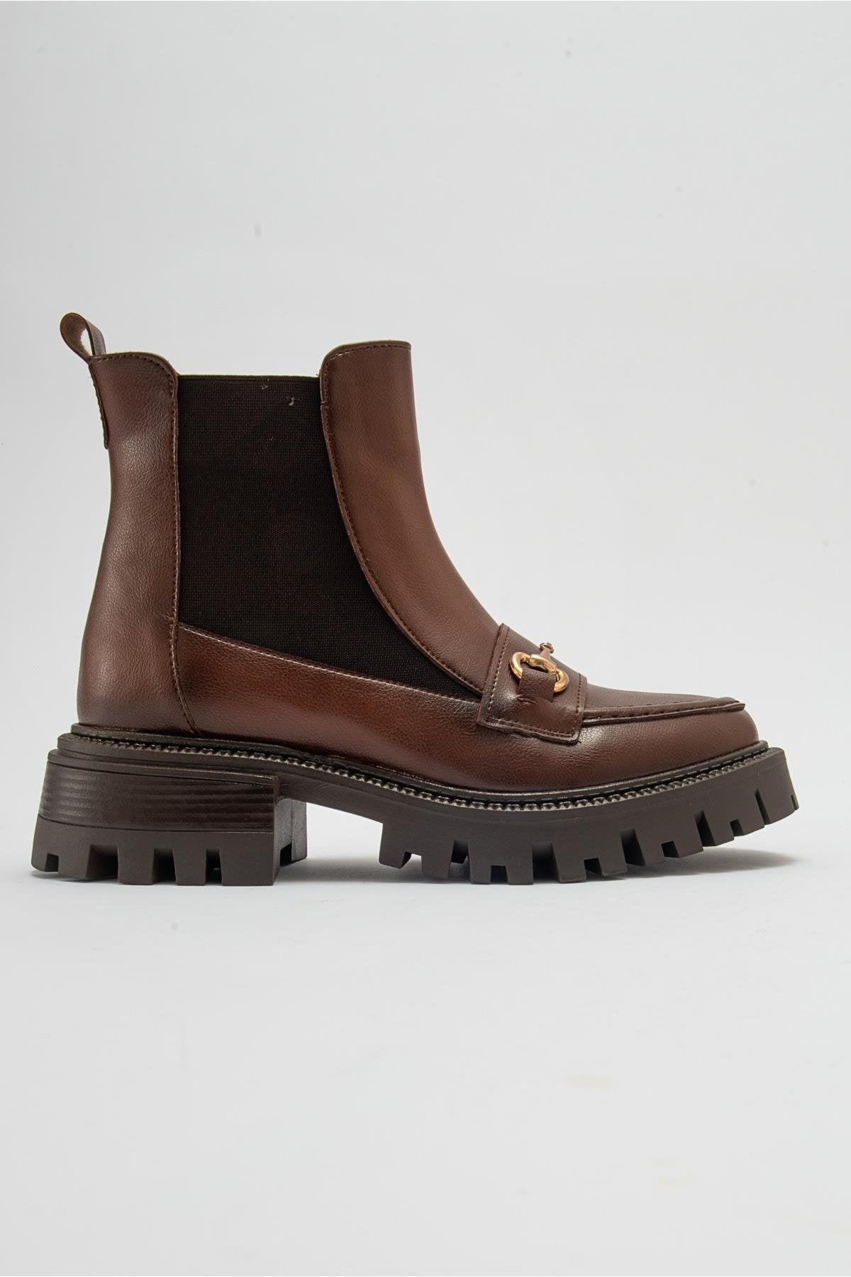 Vesper Cognac Brown Buckled Chelsea Boot – back view showing leather, Vowalisse