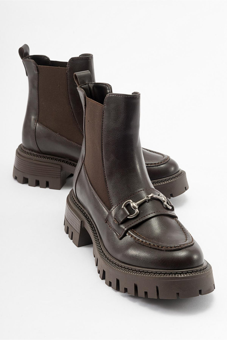 Vesper Brown Buckled Chelsea Boot