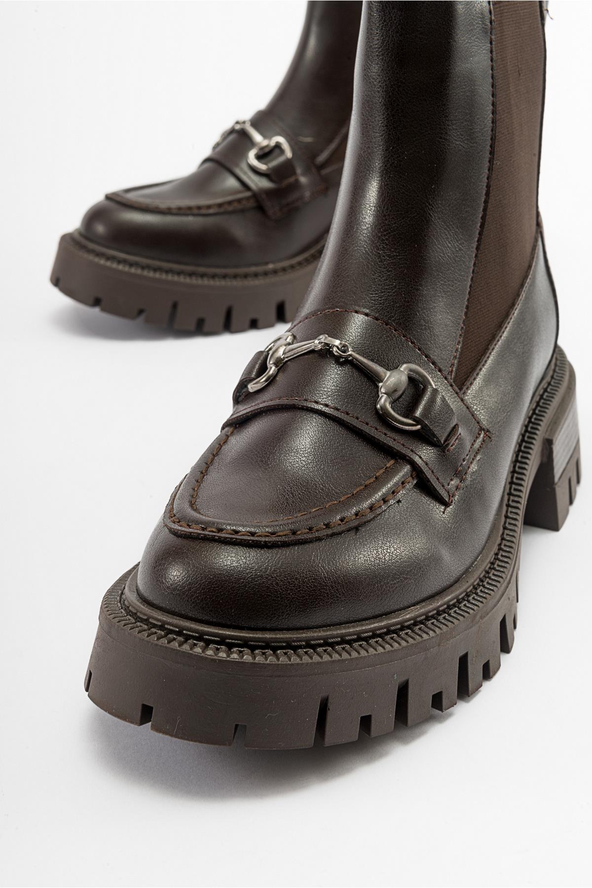 Vesper Brown Buckled Chelsea Boot – side view showing leather, Vowalisse