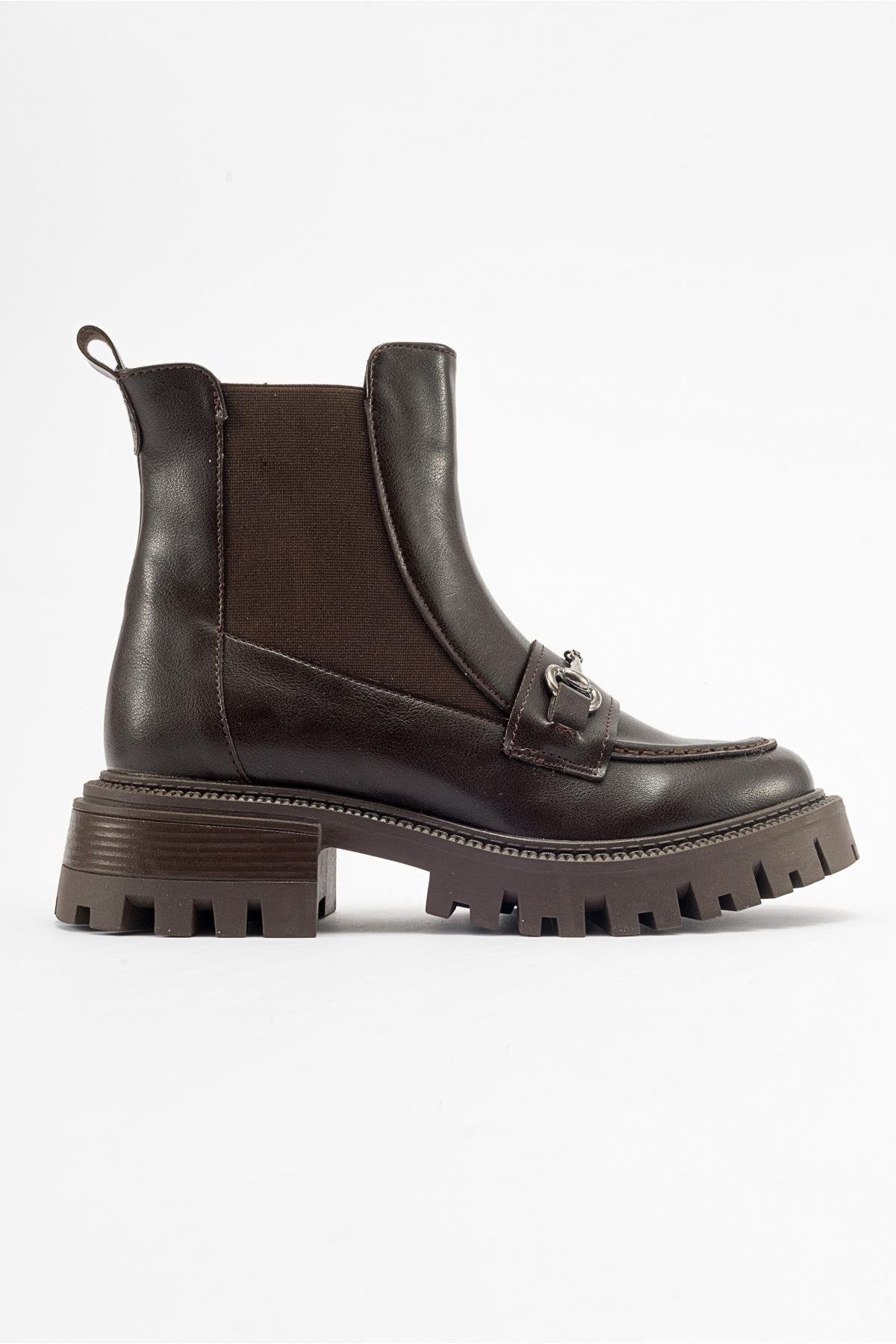 Vesper Brown Buckled Chelsea Boot – top view showing leather, Vowalisse