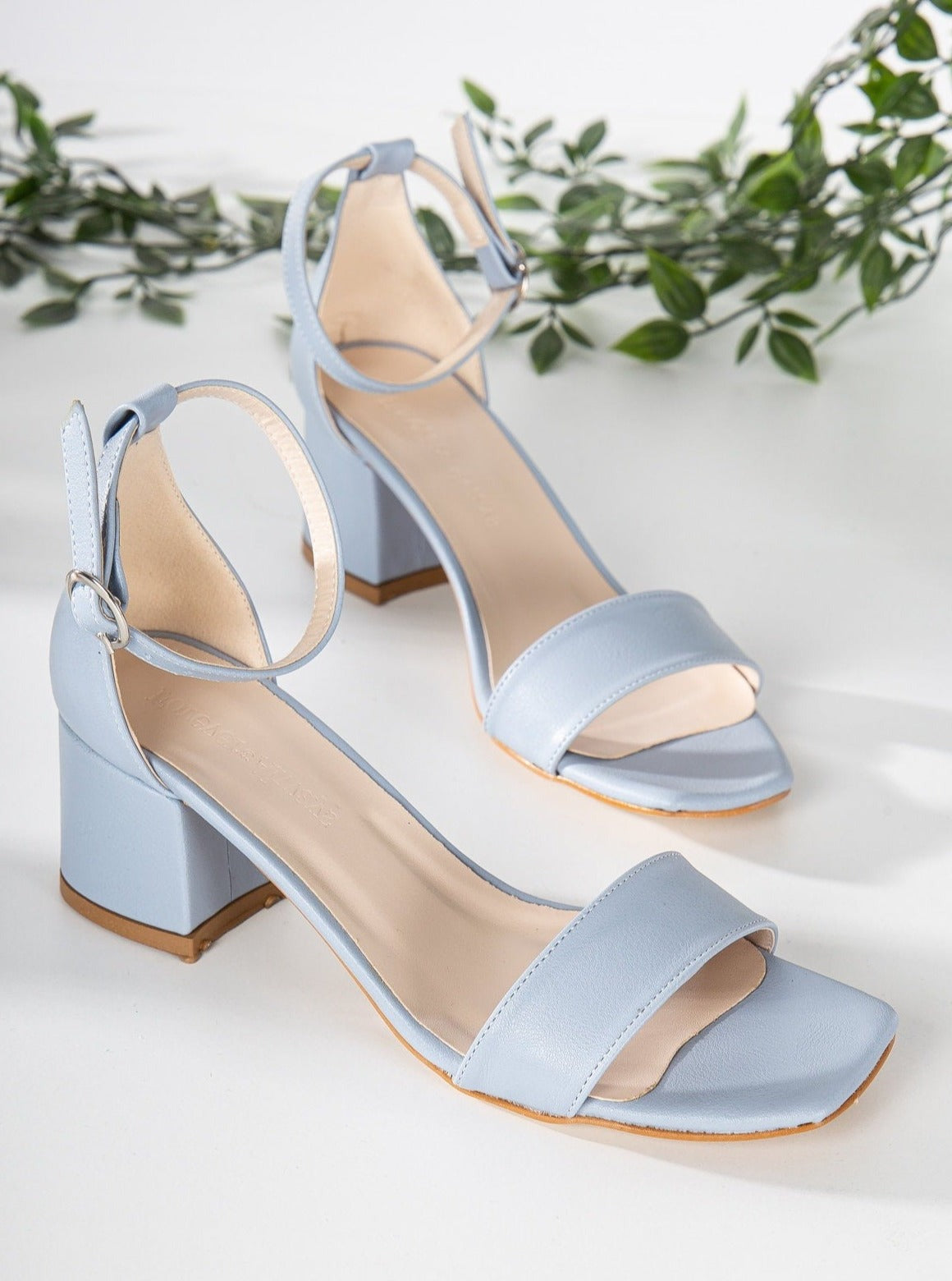 Illy - Baby Blue Sandals with Pearls – product view 10 showing pearl, satin, leather, Vowalisse