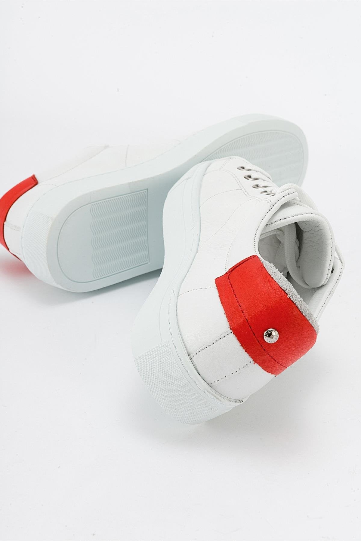 Ayverie - White Leather Sneaker – side view showing leather, white, Vowalisse