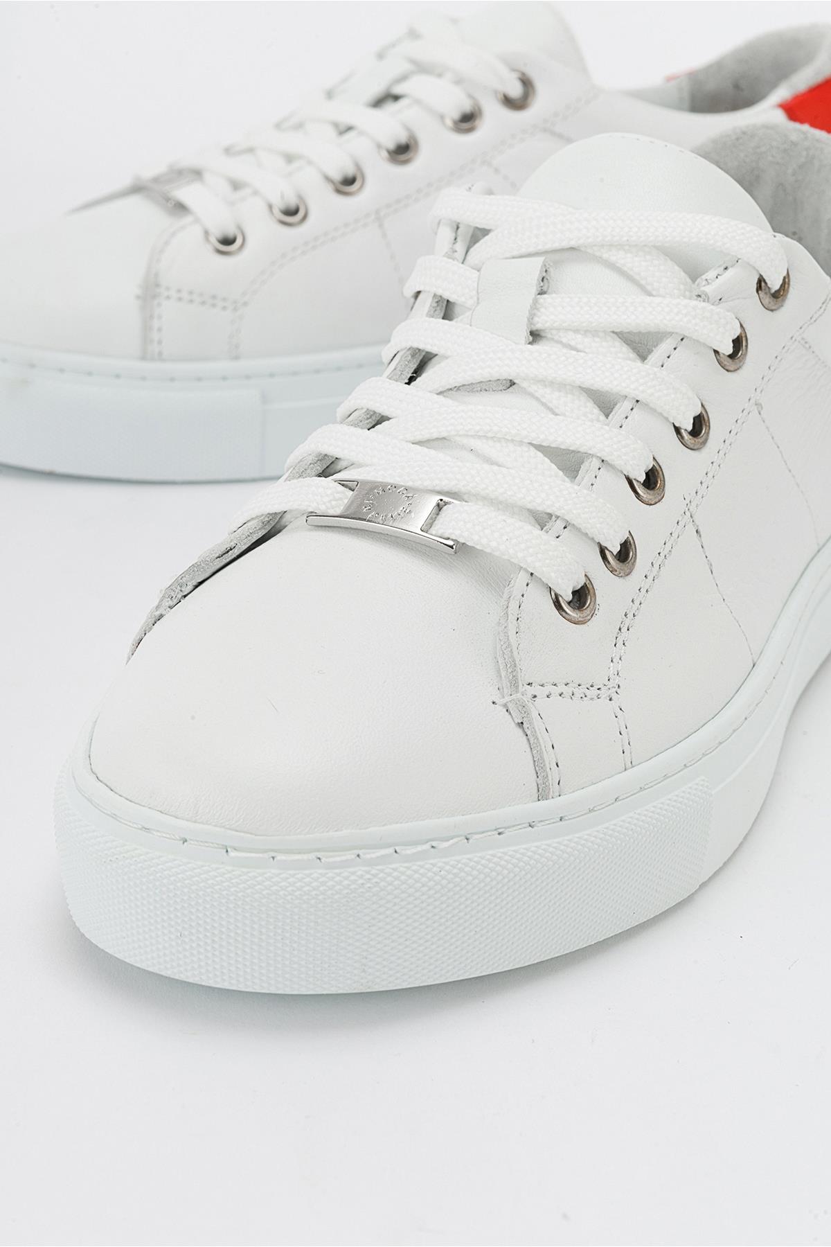 Ayverie - White Leather Sneaker – back view showing leather, white, Vowalisse