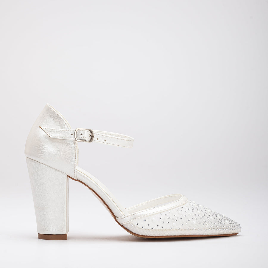 Aveline - Ivory Lace Bridal Heels