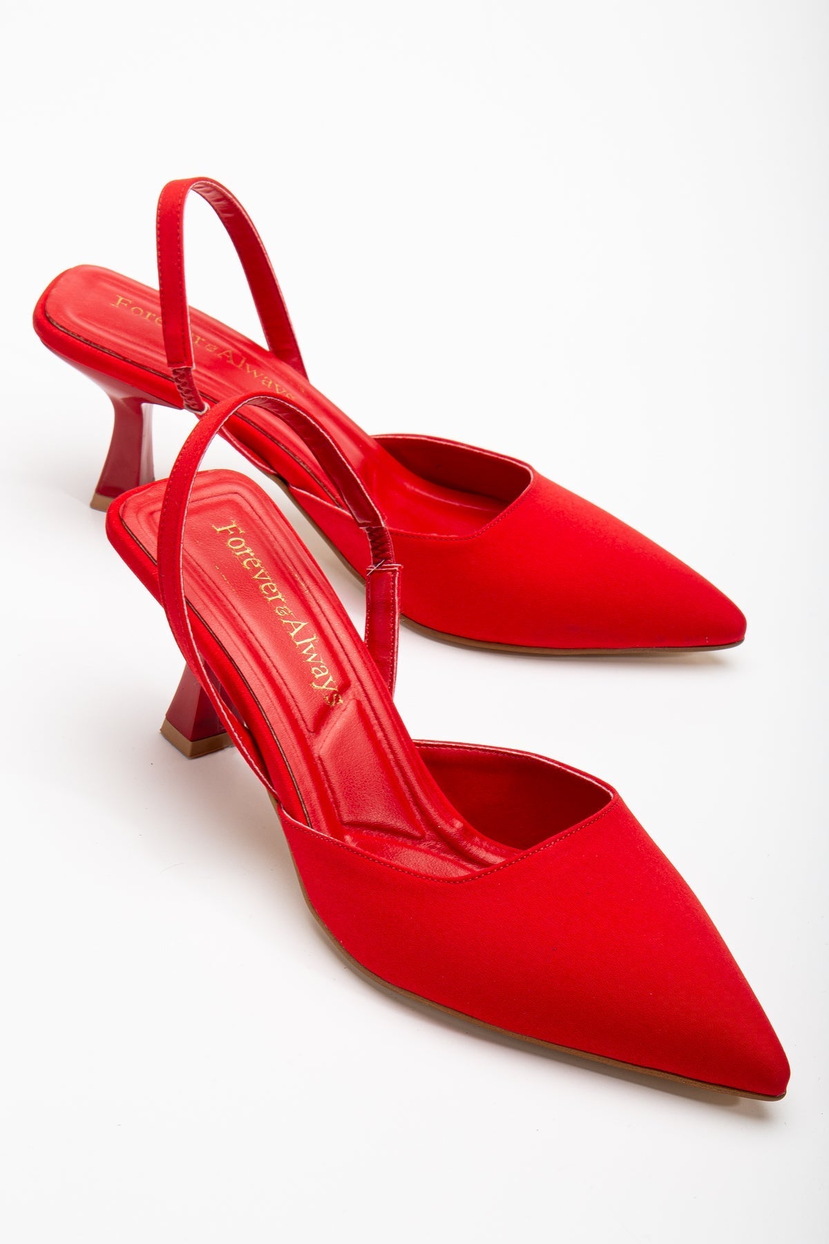 Rae - Red Slingback Kitten Heels – side view showing red, Vowalisse