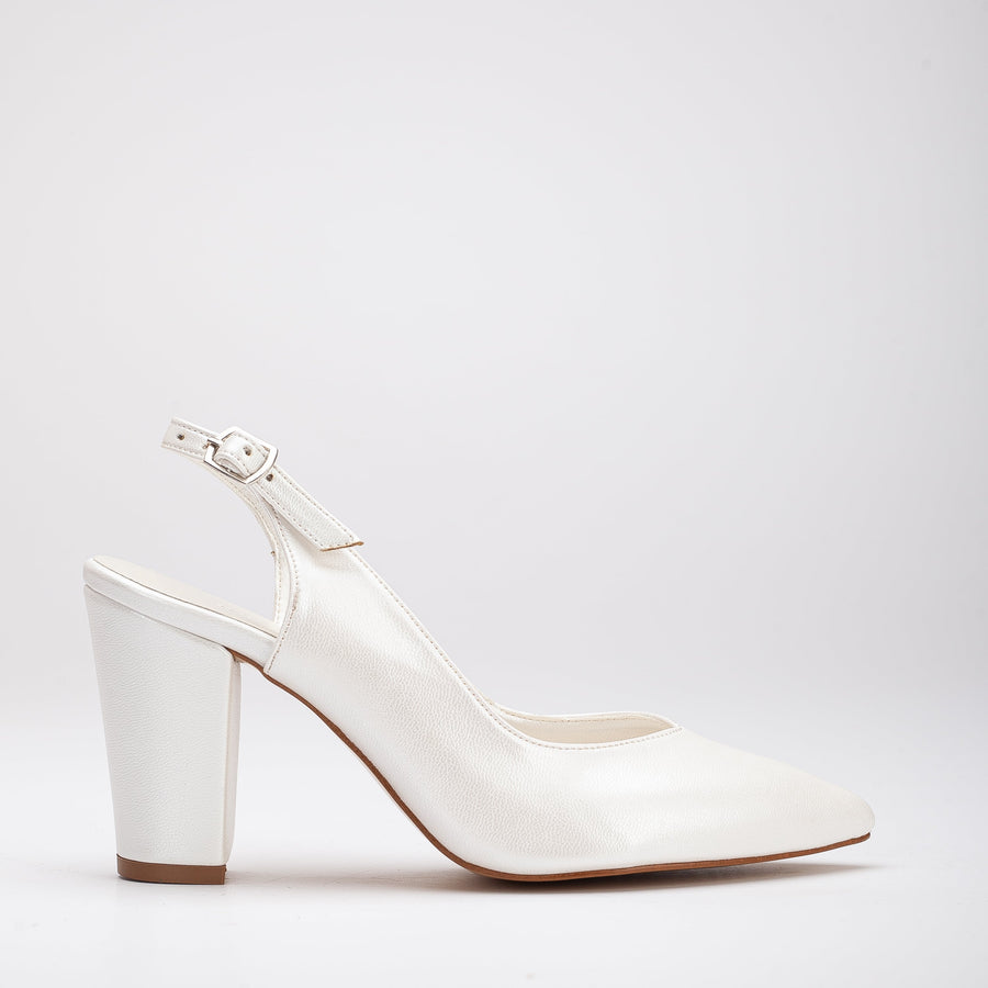 Emma - Ivory High Heel Slingback Shoes