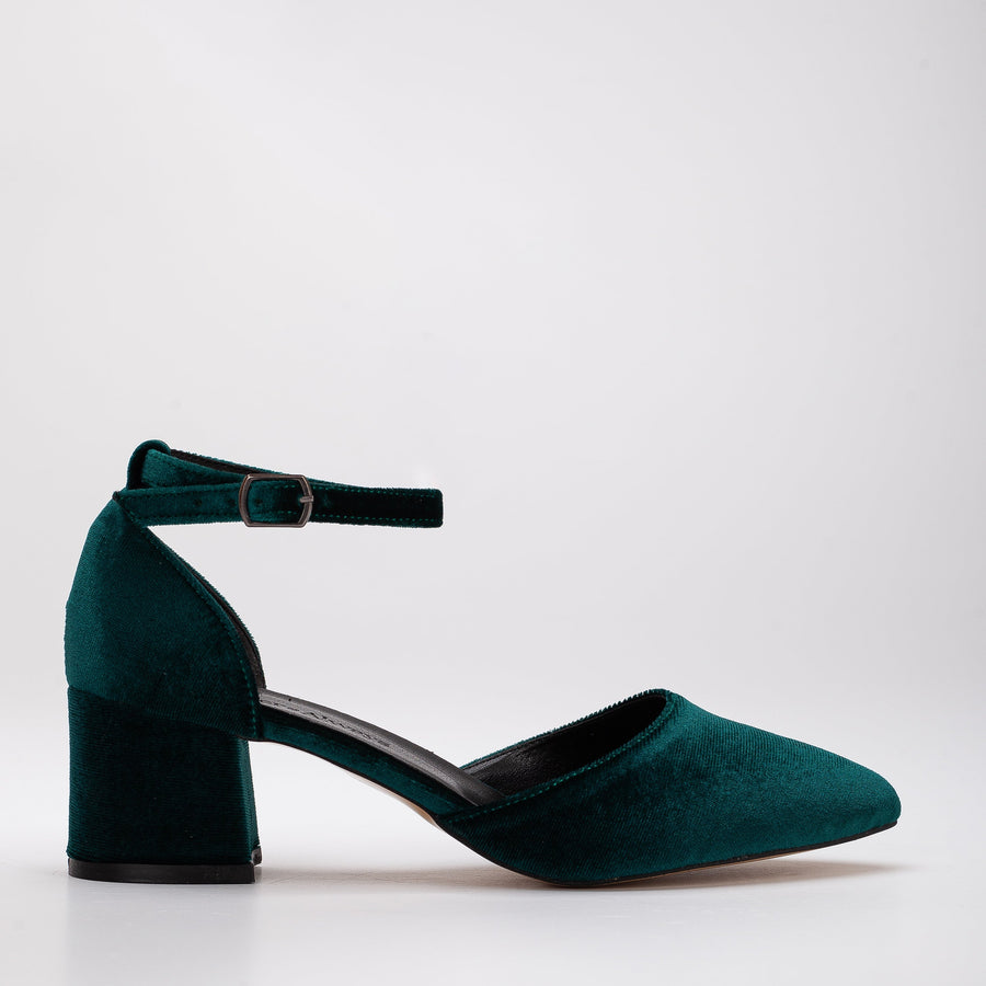 Marcelle - Emerald Green Velvet Bridal Shoes