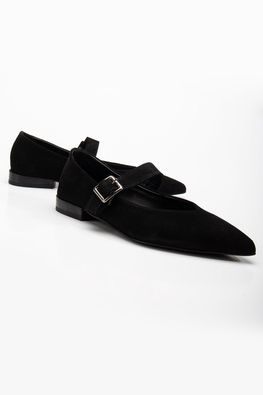 Willow - Black Suede Leather Mary Jane Flats