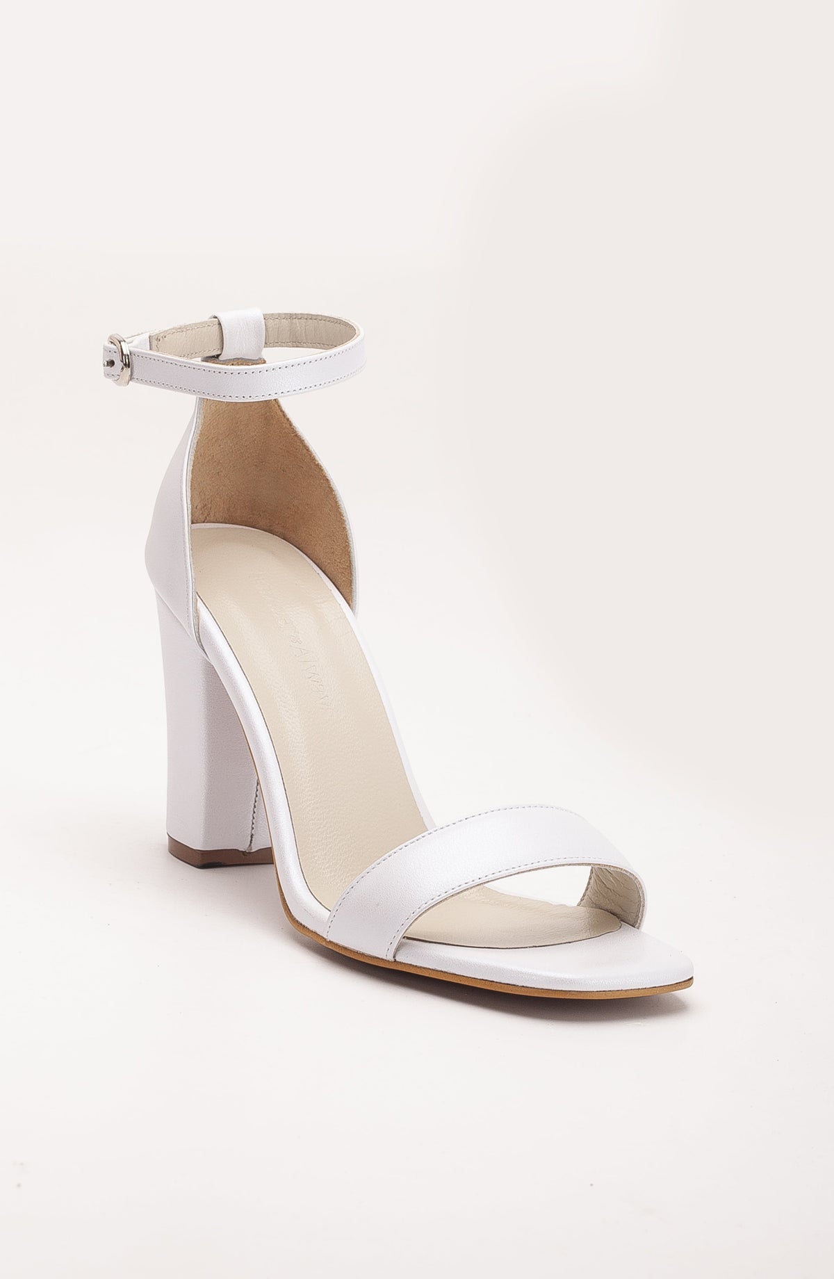 Jana - Ivory Leather Sandals – front three-quarter view showing leather, suede, ivory, Vowalisse