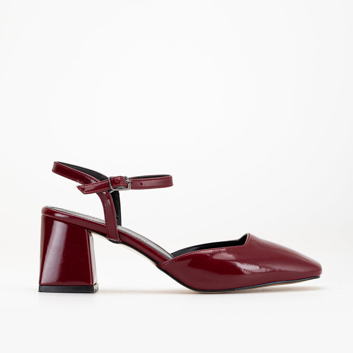 Kayla - Red Cherry Pumps – front three-quarter view showing leather, red, Vowalisse