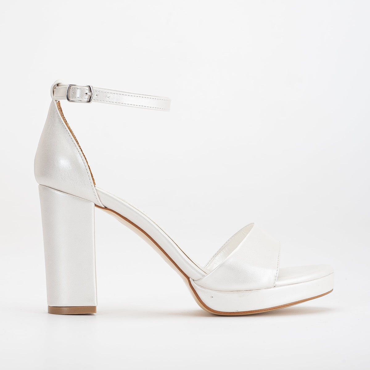 Renee - Ivory Platform Sandals with Pearls – pair view showing pearl, leather, ivory, Vowalisse