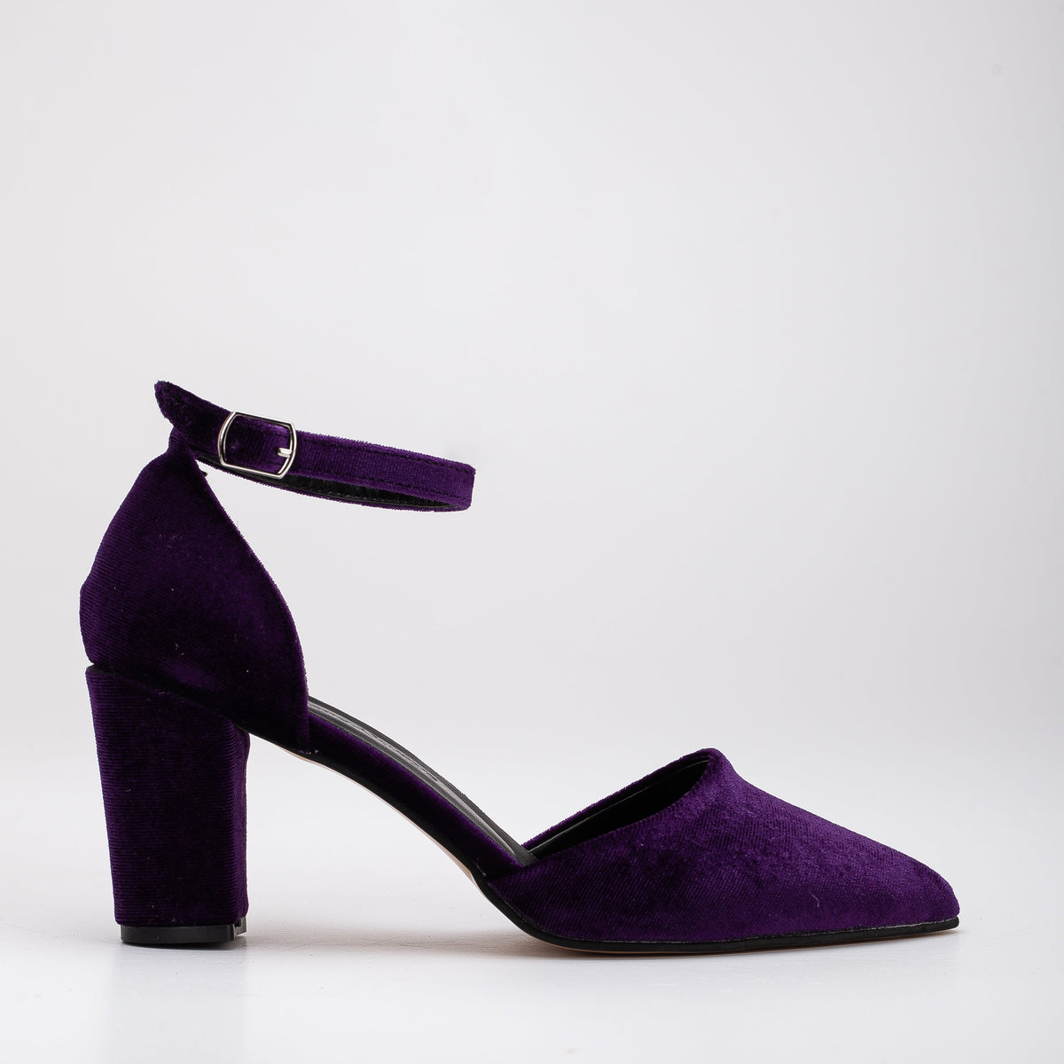Hazel - Purple Velvet Shoes with Pearls – top view showing pearl, velvet, Vowalisse