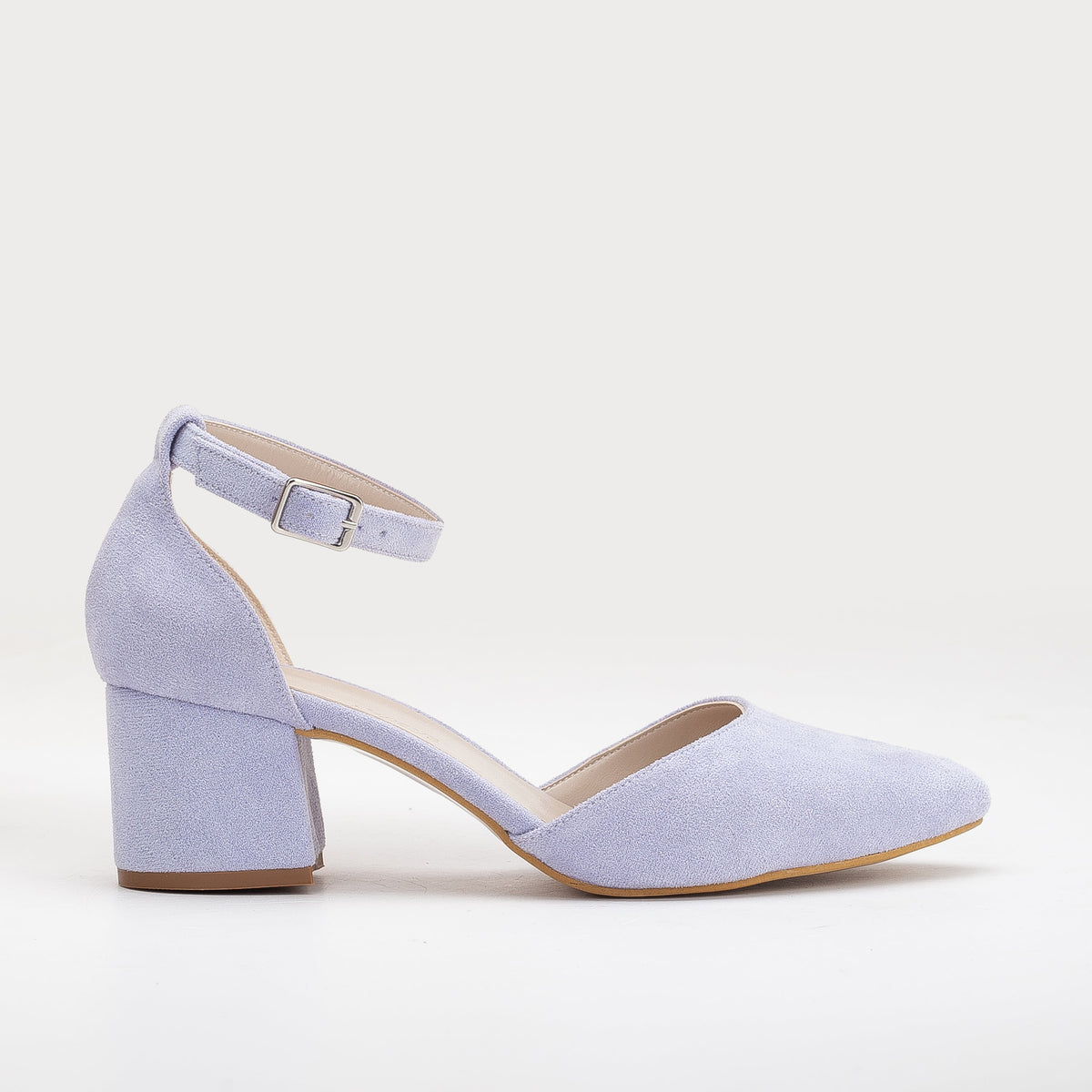 Marcelle - Lilac Suede Bridal Shoes – front three-quarter view showing leather, suede, Vowalisse