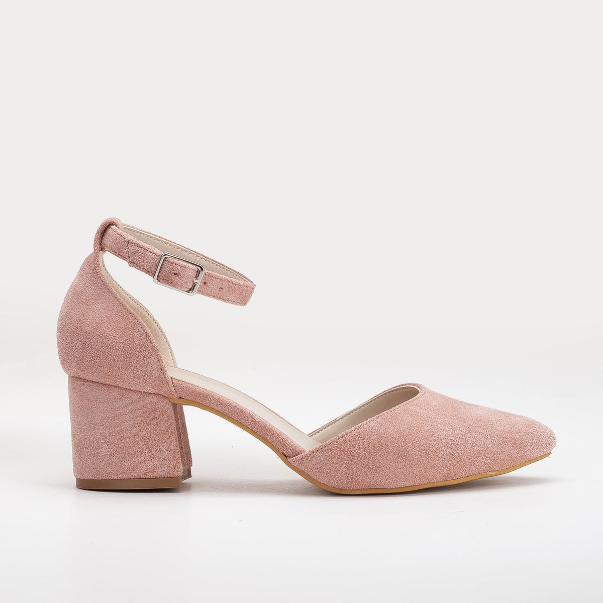 Miranda - Dusty Pink Shoes with Pearls – pair view showing pearl, leather, suede, Vowalisse