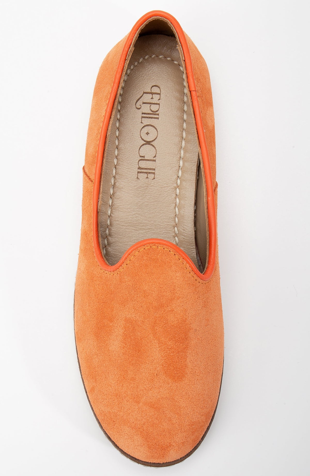 Istanbul - Orange Suede Leather Slip On – back view showing leather, suede, red, Vowalisse