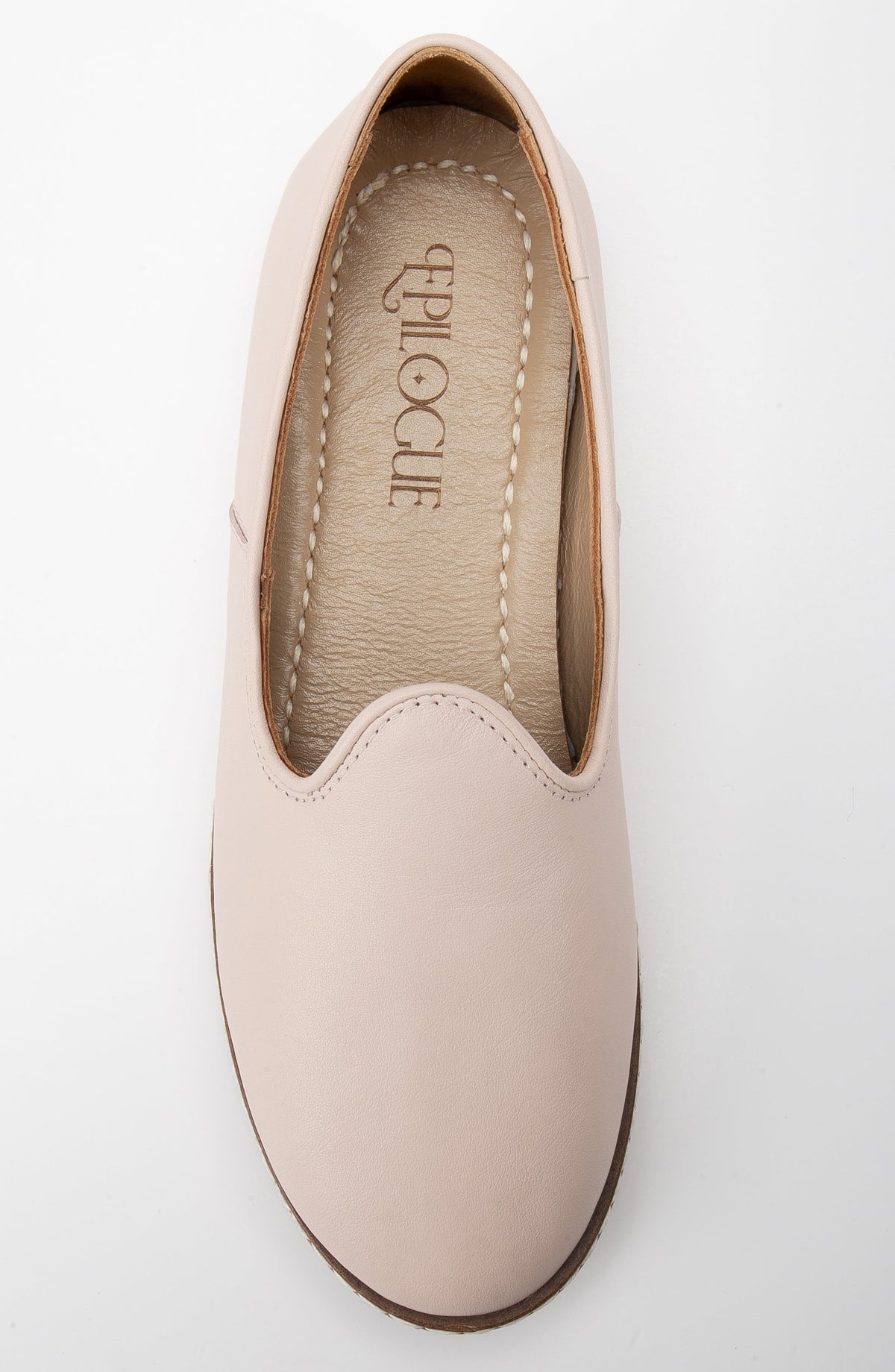 Dalya - Beige Leather Slip On – back view showing leather, red, Vowalisse