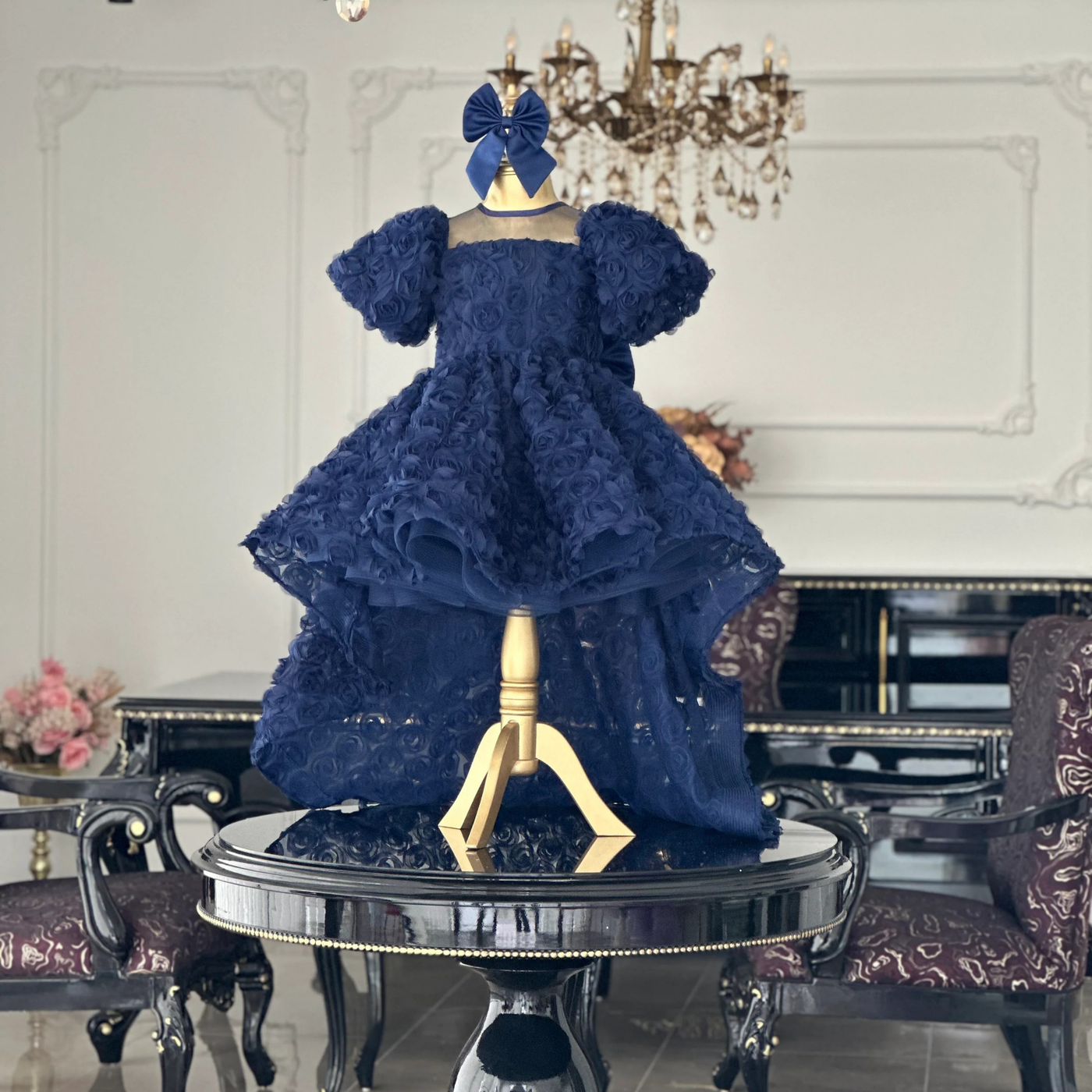 Rose Navy Blue & Gold Mermaid Birthday Dress For Girls, baby girl first birthday dress, additional product image 4 by