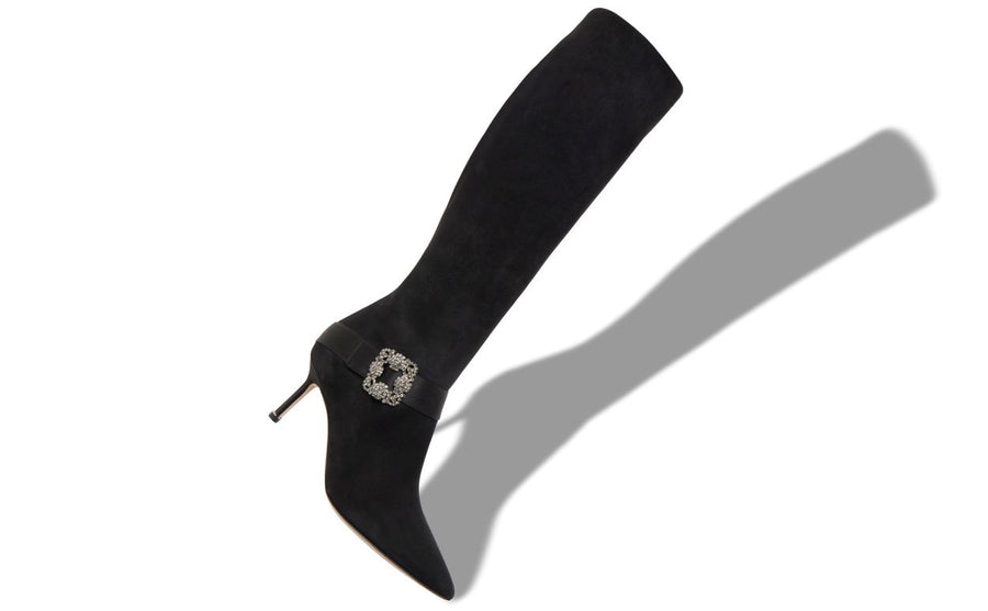 Anastasia Grace Black Jewel Buckle Knee-High Boots