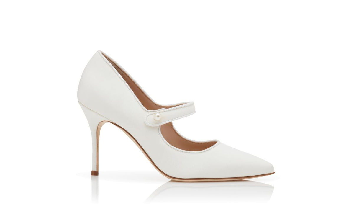 Anastasia Dream White Pointed Toe Mary Jane Shoes – side profile showing white pointed toe, Vowalisse