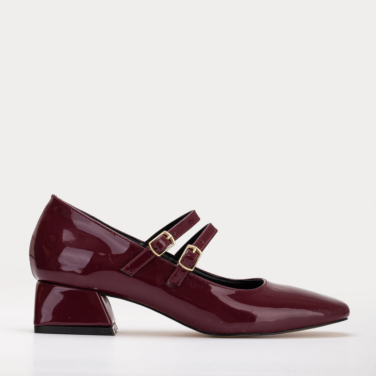 Lizbeth - Red Cherry Mary Jane Shoes – front three-quarter view showing leather, red, Vowalisse