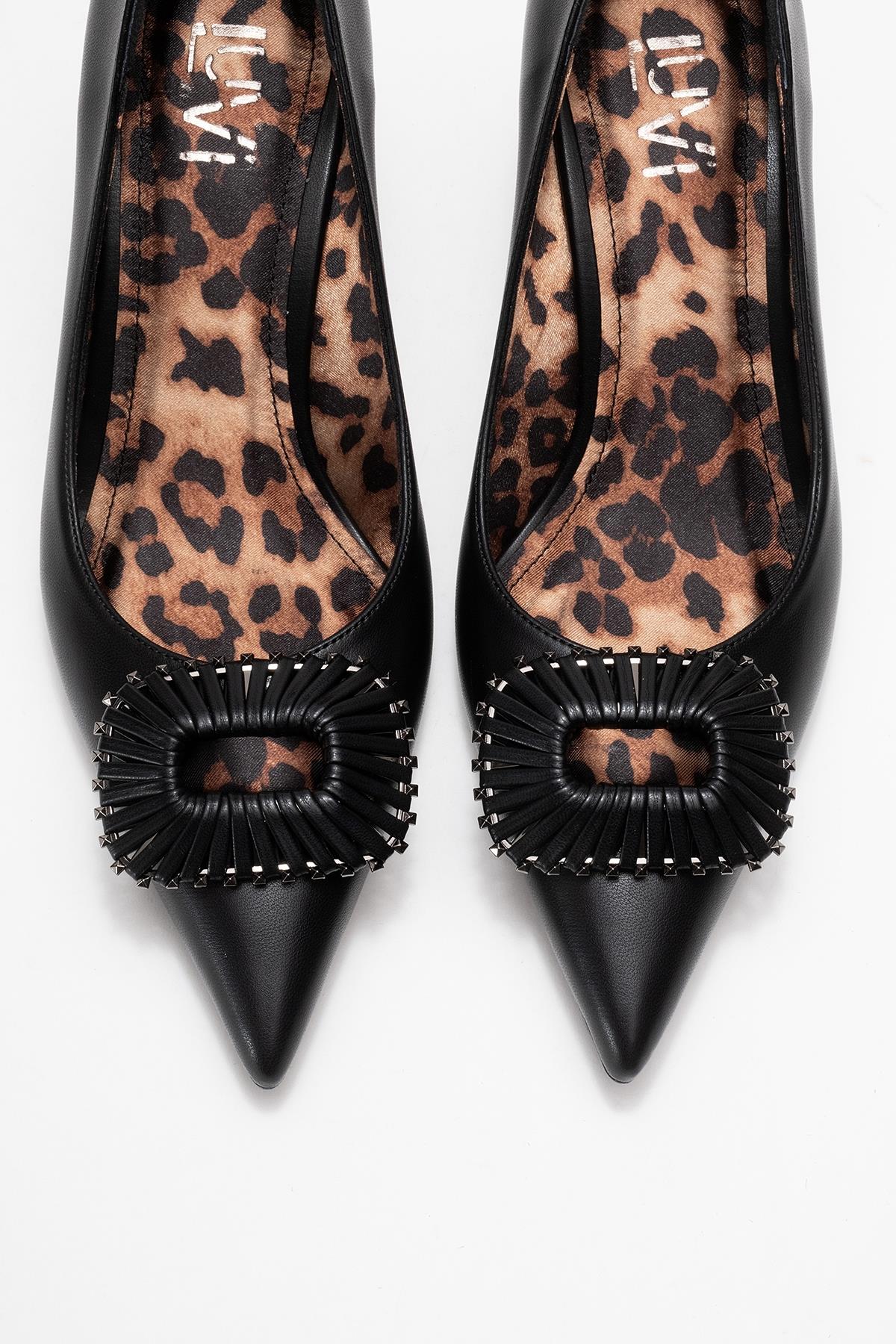 Great - Black Buckle Heeled Shoe – side view showing leather, black, Vowalisse