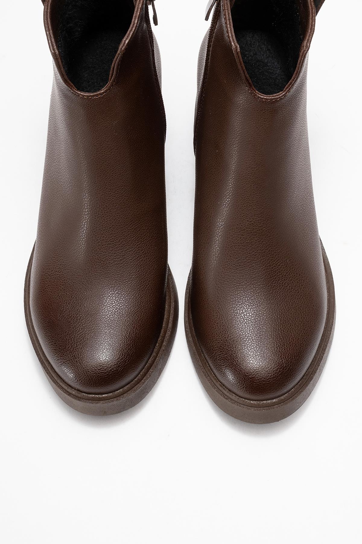 Mier - Brown Ankle Boot – side view showing leather, Vowalisse