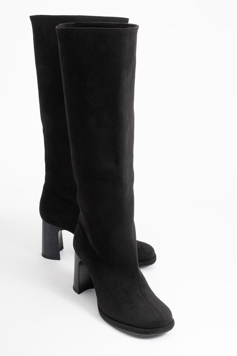 Josette - Black Block Heel Knee-High Boot