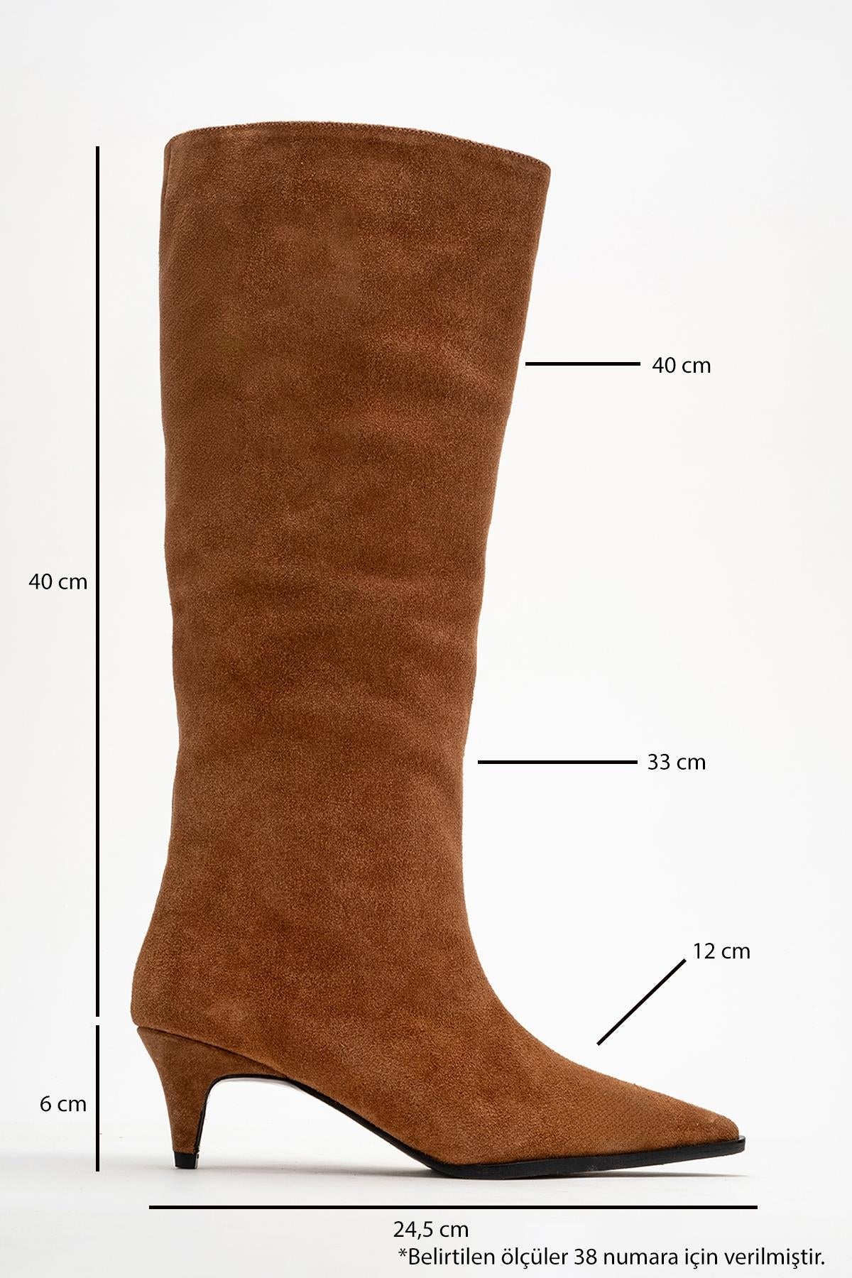 Siora - Taupe Suede Genuine Leather Short Heel Boot – top view showing leather, suede, Vowalisse