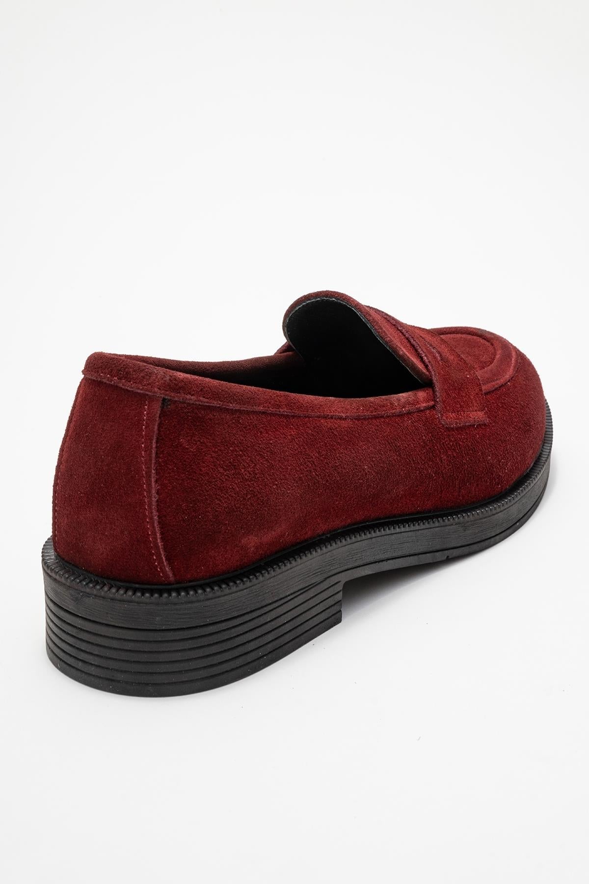 Bree - Burgundy Genuine Leather Loafer Shoe – back view showing leather, Vowalisse