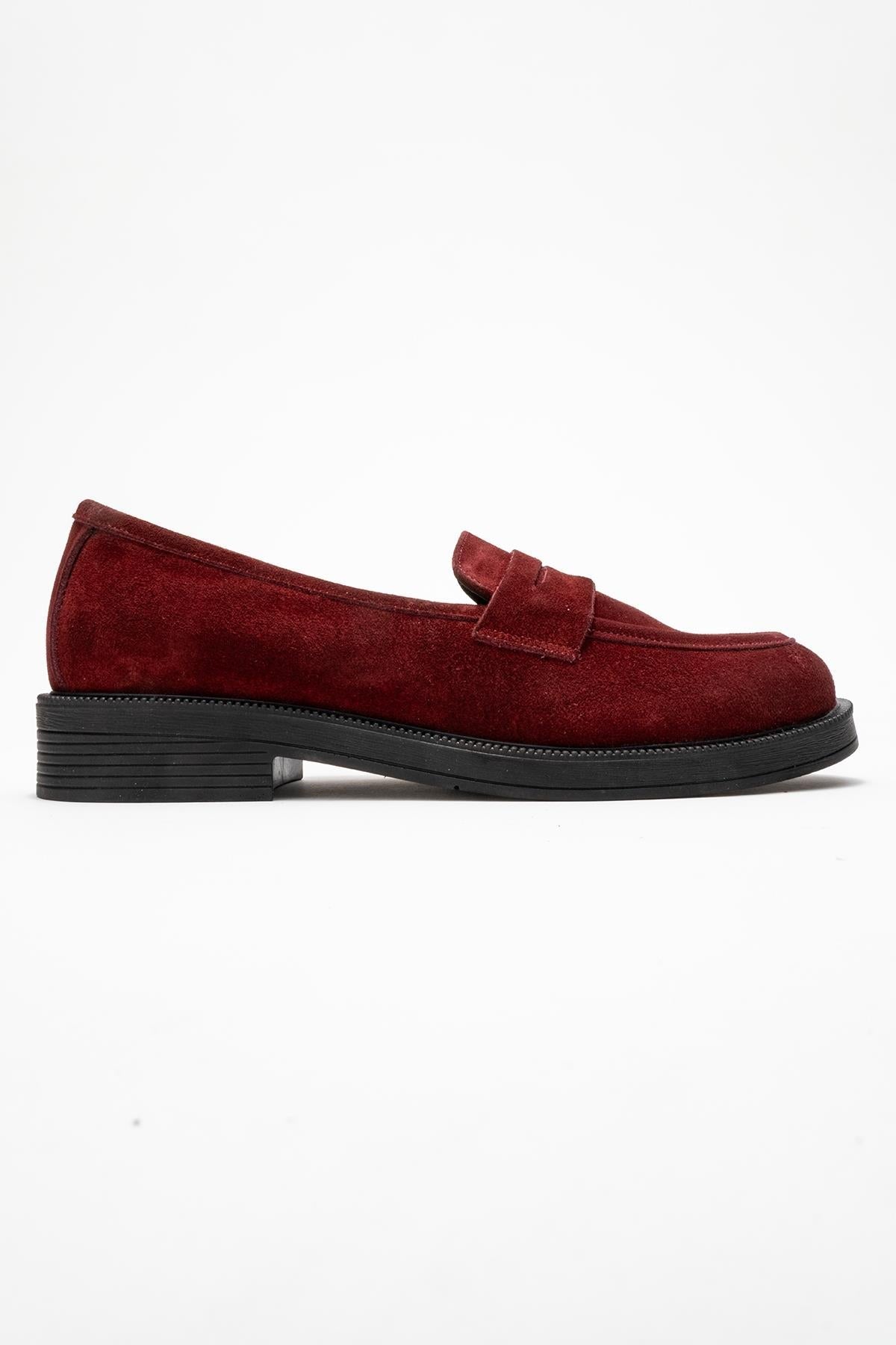 Bree - Burgundy Genuine Leather Loafer Shoe – top view showing leather, Vowalisse