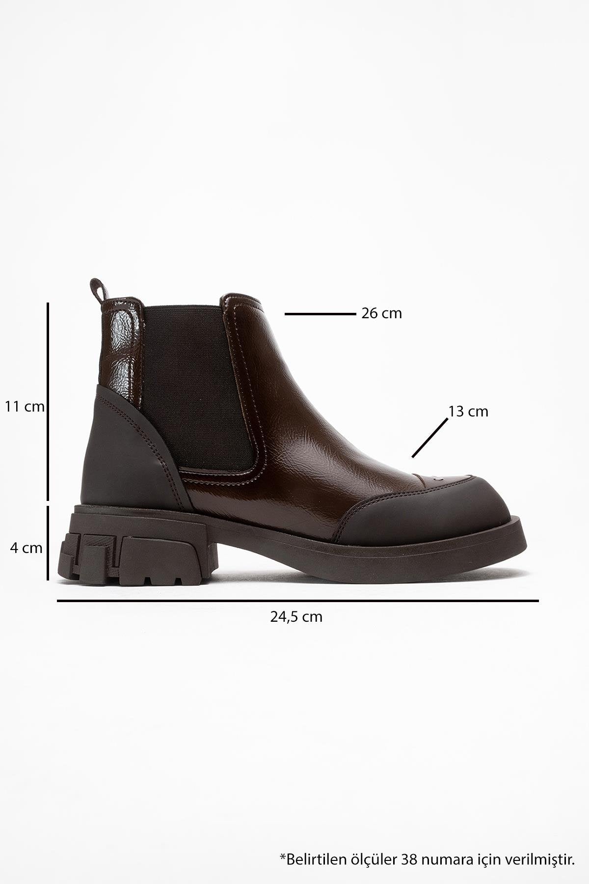 Albia - Brown Patent Boot – top view showing leather, Vowalisse