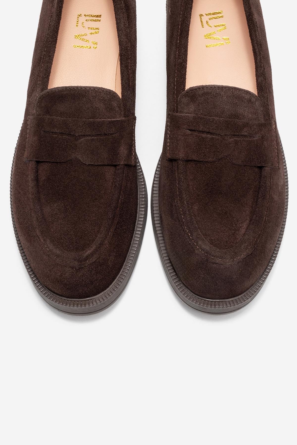Bree - Brown Genuine Leather Loafer – side view showing leather, Vowalisse
