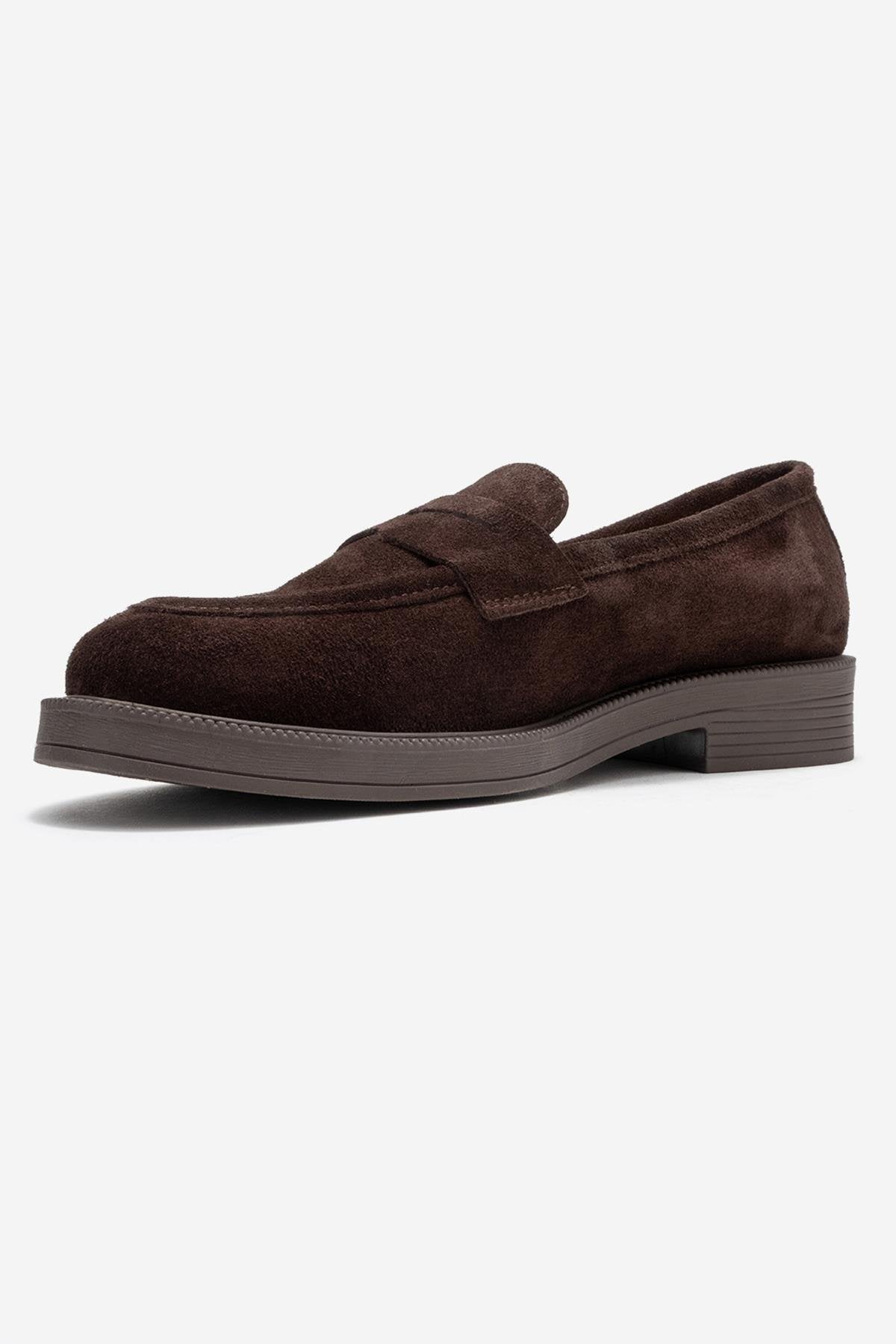Bree - Brown Genuine Leather Loafer – heel view showing leather, Vowalisse