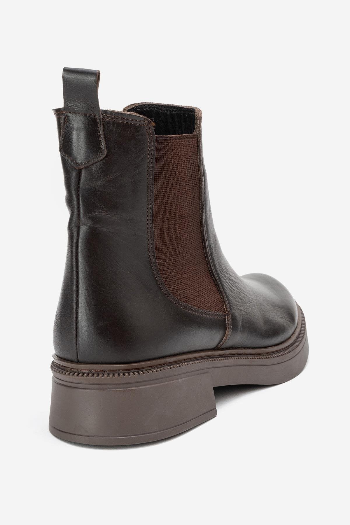 Orliss - Brown Genuine Leather Chelsea Boot – back view showing leather, Vowalisse