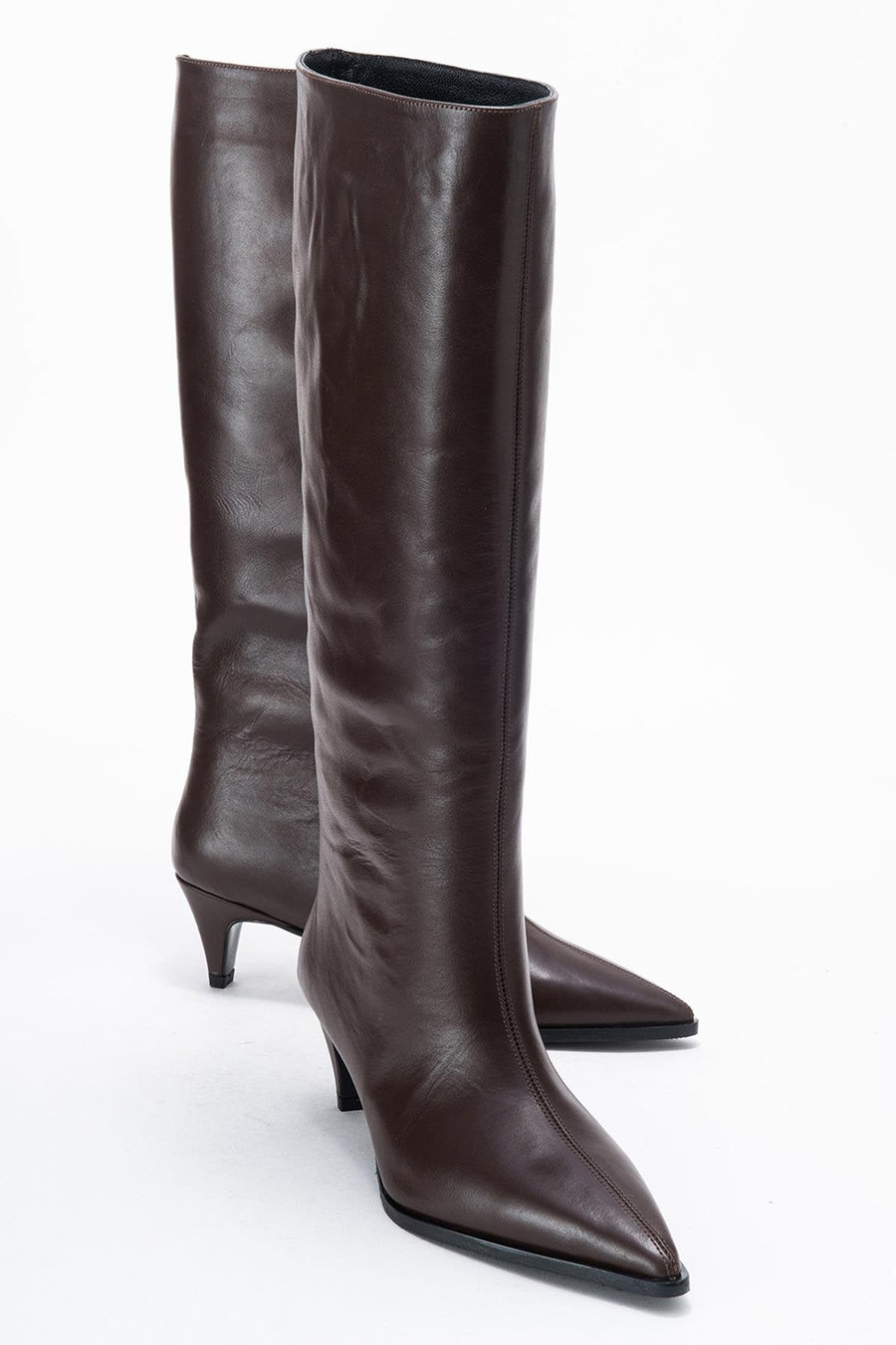 Siora - Brown Genuine Leather Low Heel Boot