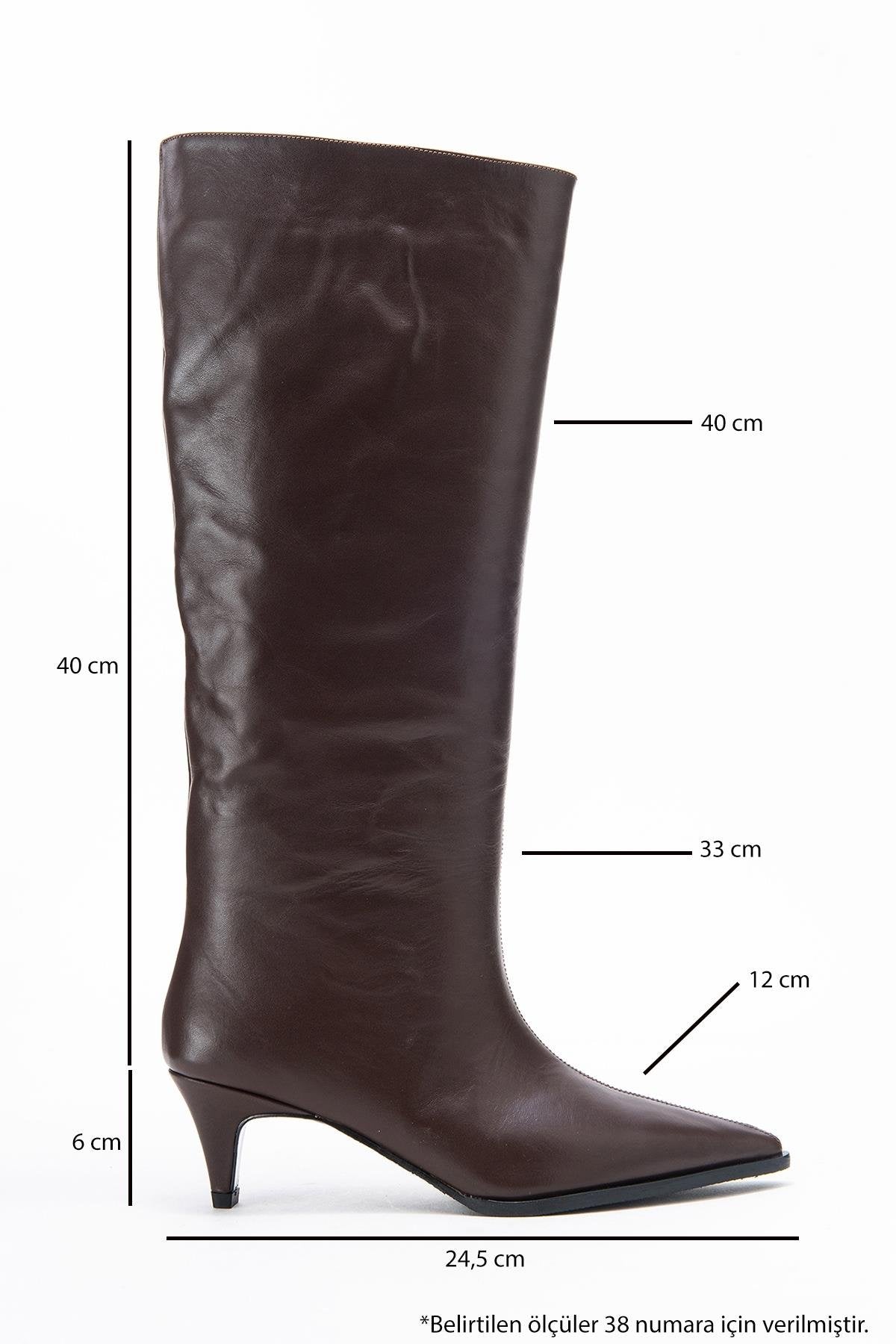Siora - Brown Genuine Leather Low Heel Boot – top view showing leather, Vowalisse