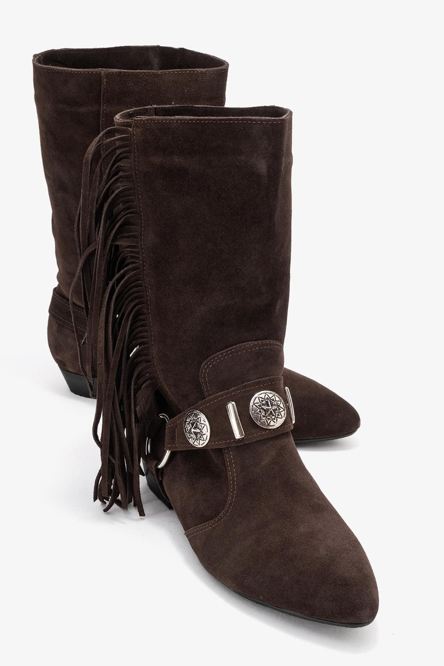 Selora - Brown Genuine Leather Buckle Western Boot