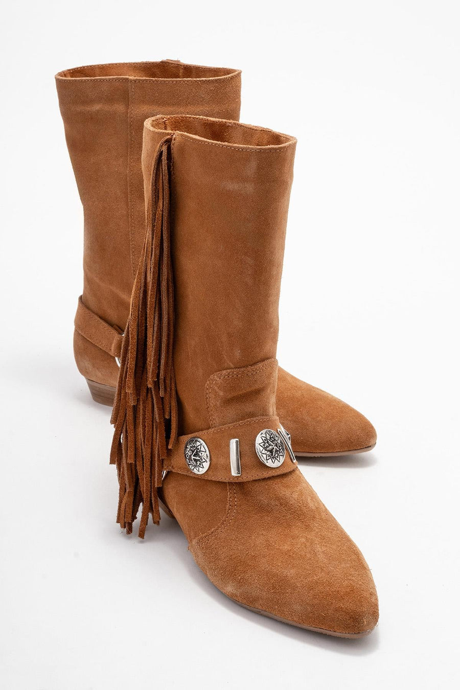 Selora - Cognac Suede Genuine Leather Western Boot