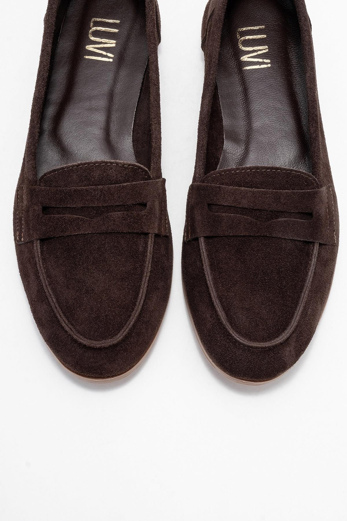 F02 - Dark Brown Genuine Leather Loafer Shoe – side view showing leather, Vowalisse