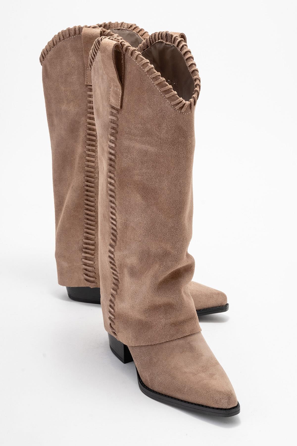 Tyler - Mocha Genuine Leather Stitched Western Boot – front three-quarter view showing leather, Vowalisse