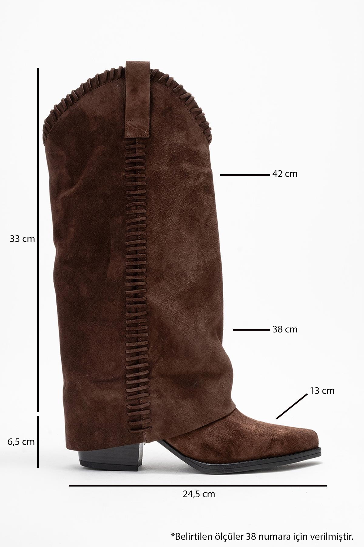 Tyler - Cognac Suede Genuine Leather Western Boot – top view showing leather, suede, Vowalisse