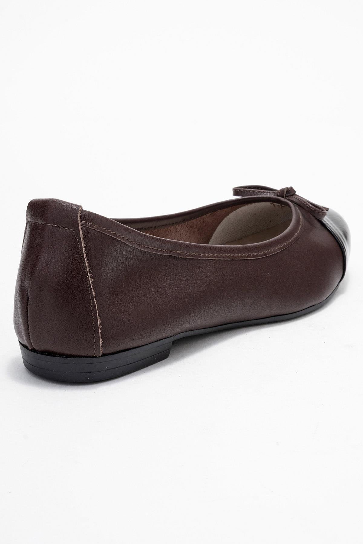 Jens - Black Genuine Leather Bow Ballet Flat – back view showing bow, leather, black, Vowalisse