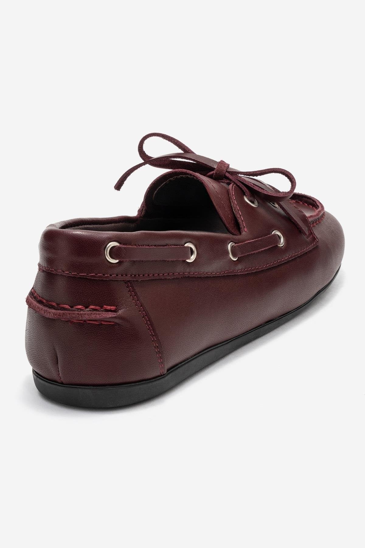 Serelis - Burgundy Genuine Leather Lace-Up Loafer – back view showing lace, leather, Vowalisse