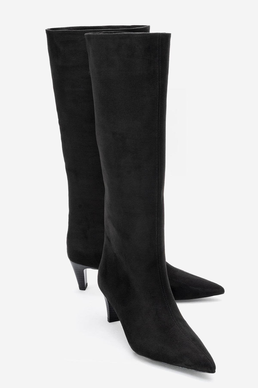 Armelia - Black Kitten Heel Knee-High Boot