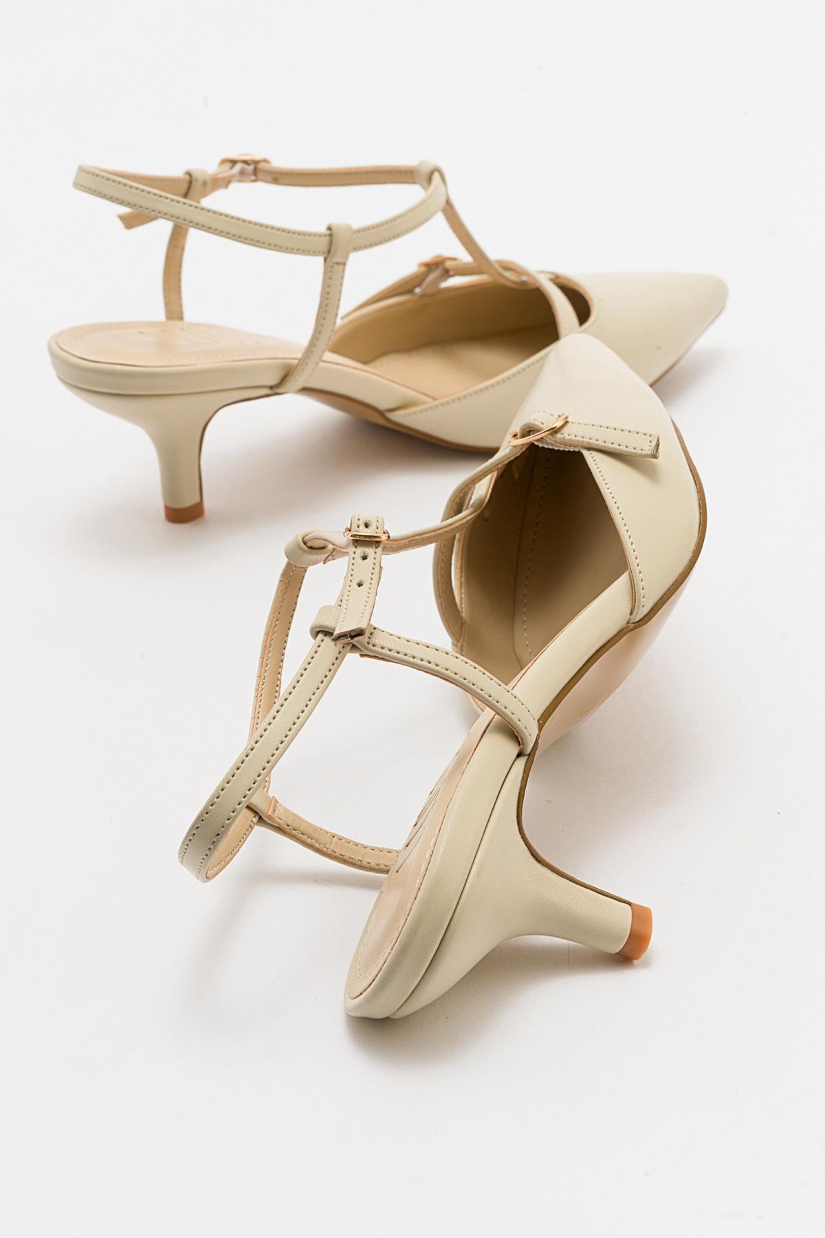 Frans - Off-White Pointed Toe Backless Low Heel Shoe – side view showing leather, white, Vowalisse