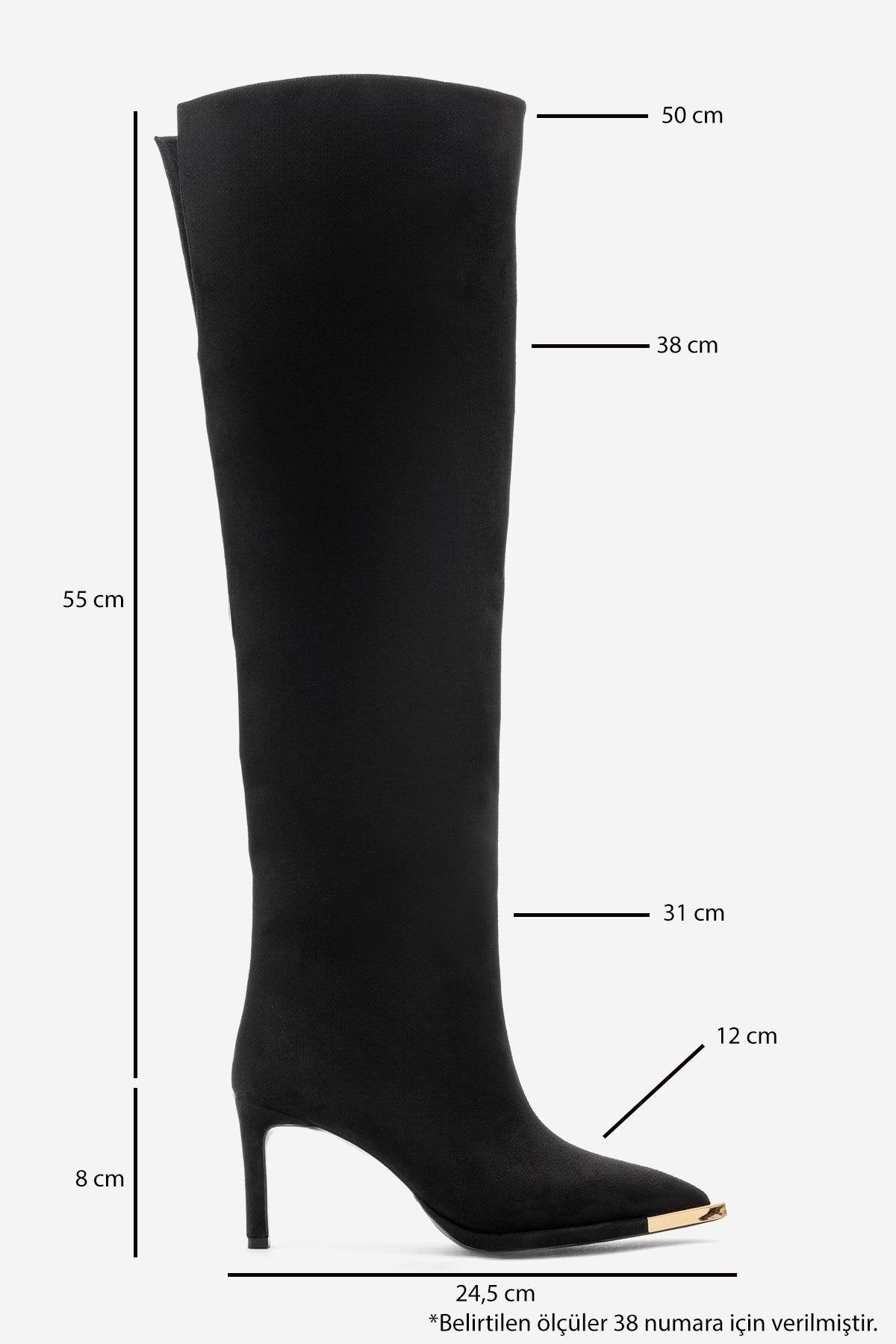 Vody - Black Suede Zip Over-The-Knee Stiletto Boot – top view showing suede, black, Vowalisse